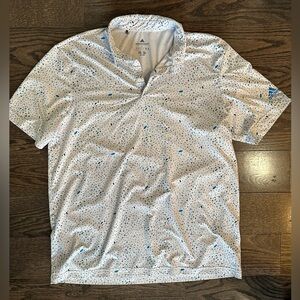 Adidas Men's White Polo with Blue Golf Accents